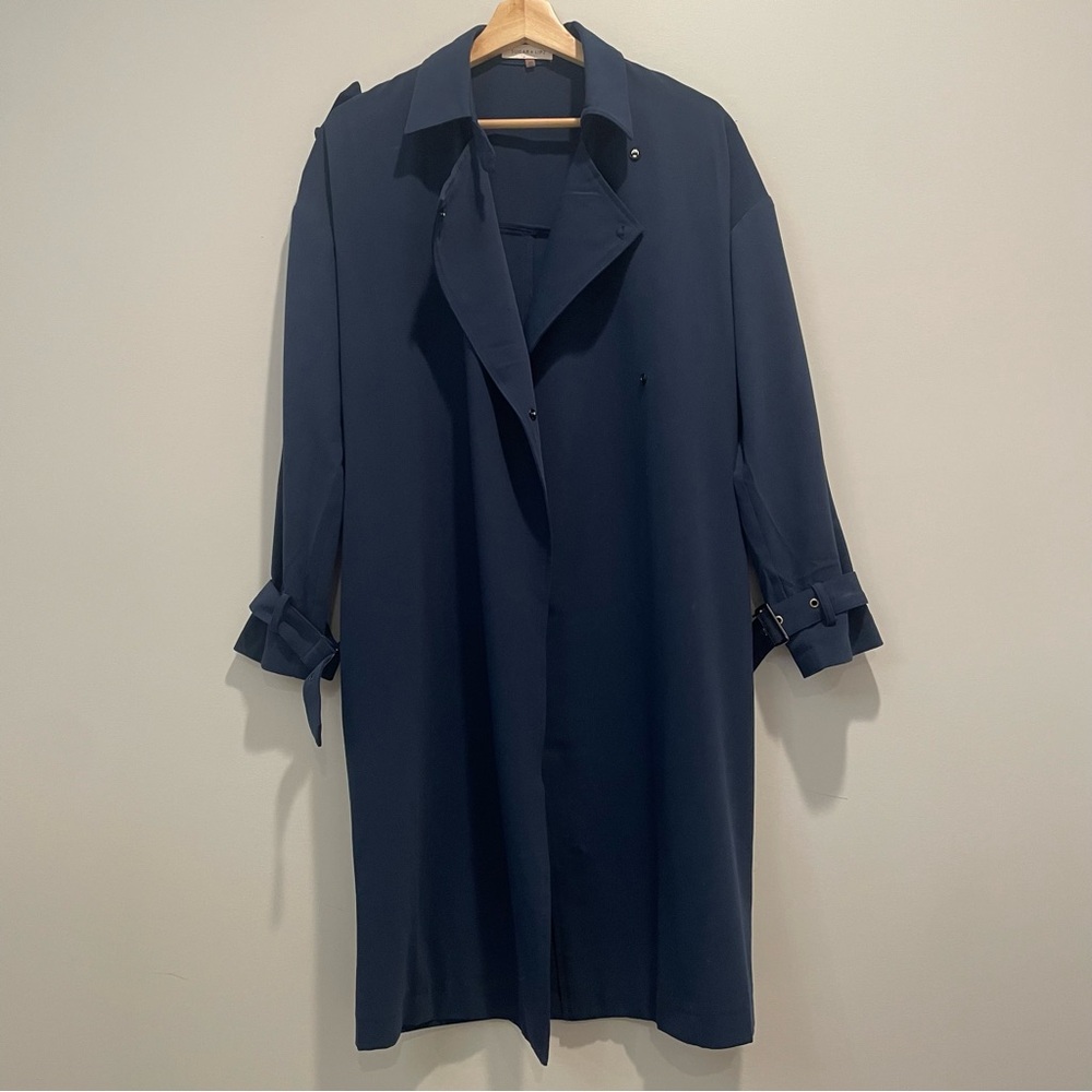 Navy Blue Long Trench Coat